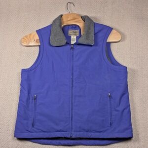 LL Bean Mens Fleece Lined Vest Large Purple Full Zip Outdoor Gorpcore Hiking